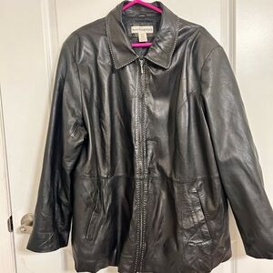 Vintage black leather jacket•minimal 90s fit•soft real leather•timeless cool